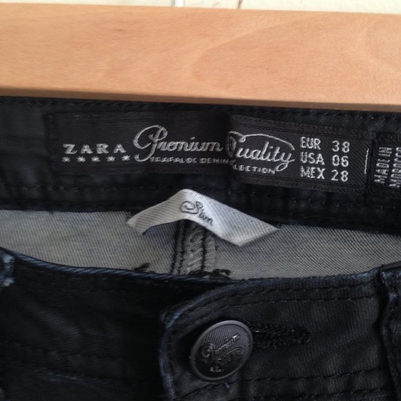 Zara Black Coated Moto Skinny Pants - Picture 3 of 4